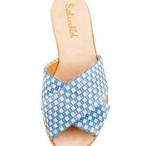 2 Pair $45 NWT Metalic Gold & Woven Blue and White 7.5